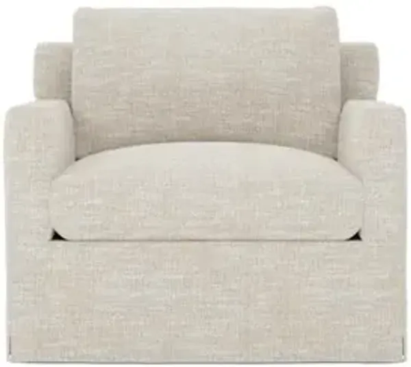 Weybridge Dune Performance Slipcovered Swivel Chair