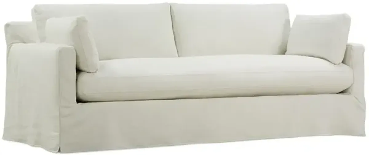 Weybridge Eggshell Blue Performance Slipcovered Bench Cushion Sofa - 88"