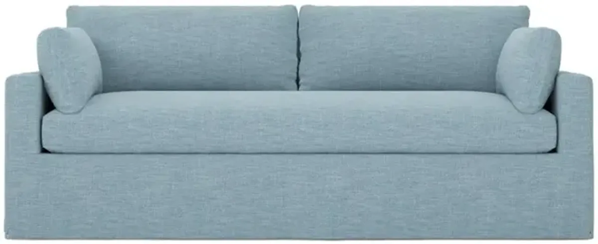 Weybridge Eggshell Blue Performance Slipcovered Bench Cushion Sofa - 88"