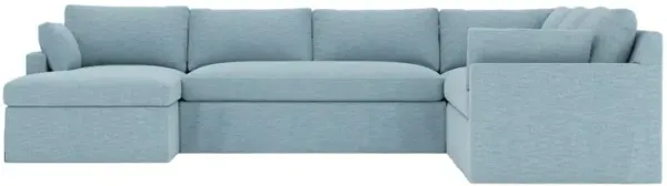 Weybridge Eggshell Blue Performance Slipcovered U-Chaise Sectional - Left Chaise - 142"