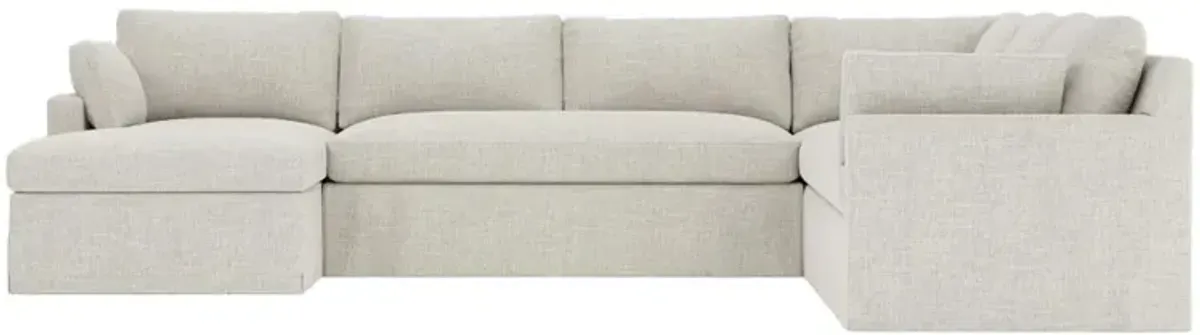 Weybridge Fog Slipcovered U-Chaise Sectional - Left Chaise - 142"