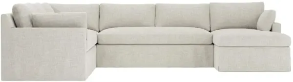 Weybridge Fog Slipcovered U-Chaise Sectional - Right Chaise - 142"