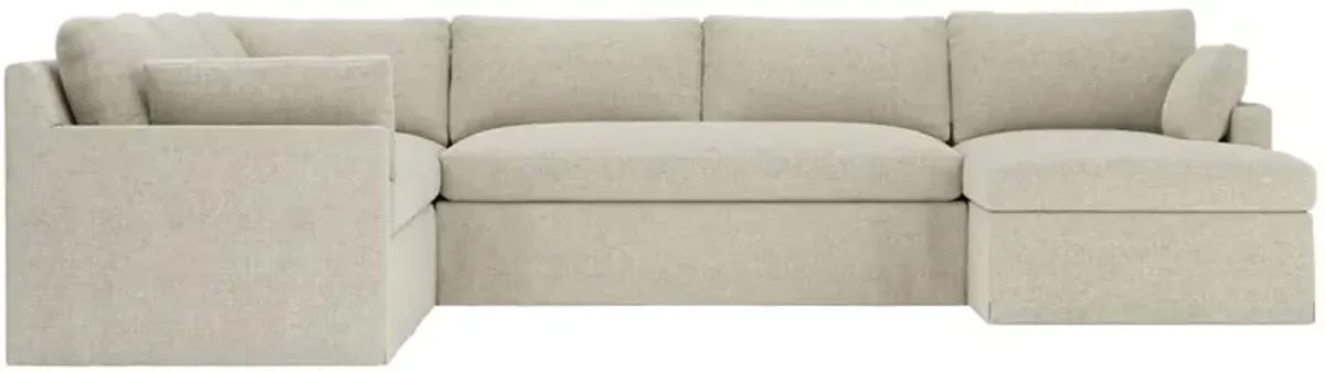 Weybridge Baby Fawn Performance Slipcovered U-Chaise Sectional - Right Chaise - 142"