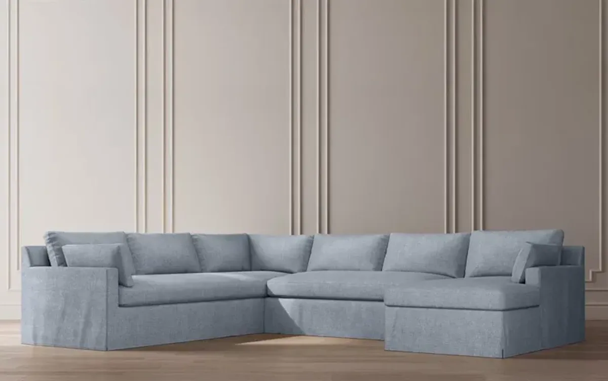 Weybridge Snow Performance Slipcovered U-Chaise Sectional - Right Chaise - 142"