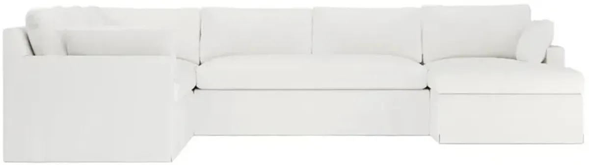 Weybridge Snow Performance Slipcovered U-Chaise Sectional - Right Chaise - 142"
