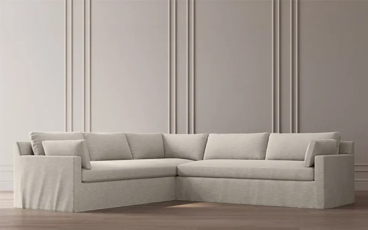 Weybridge Baby Fawn Performance Slipcovered Corner Sectional - Right End - 110"