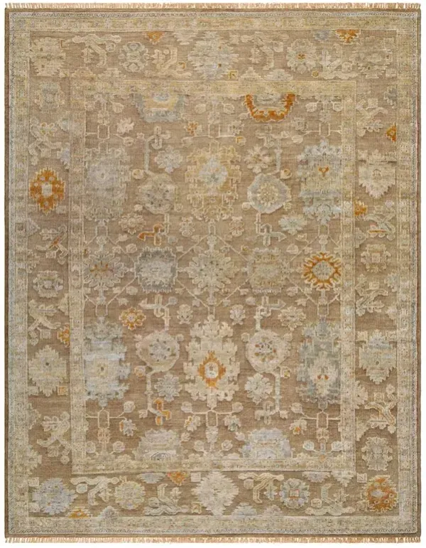 Saraya French Country Brown Wool Oushak Patterned Hand Knotted Rug - Sample