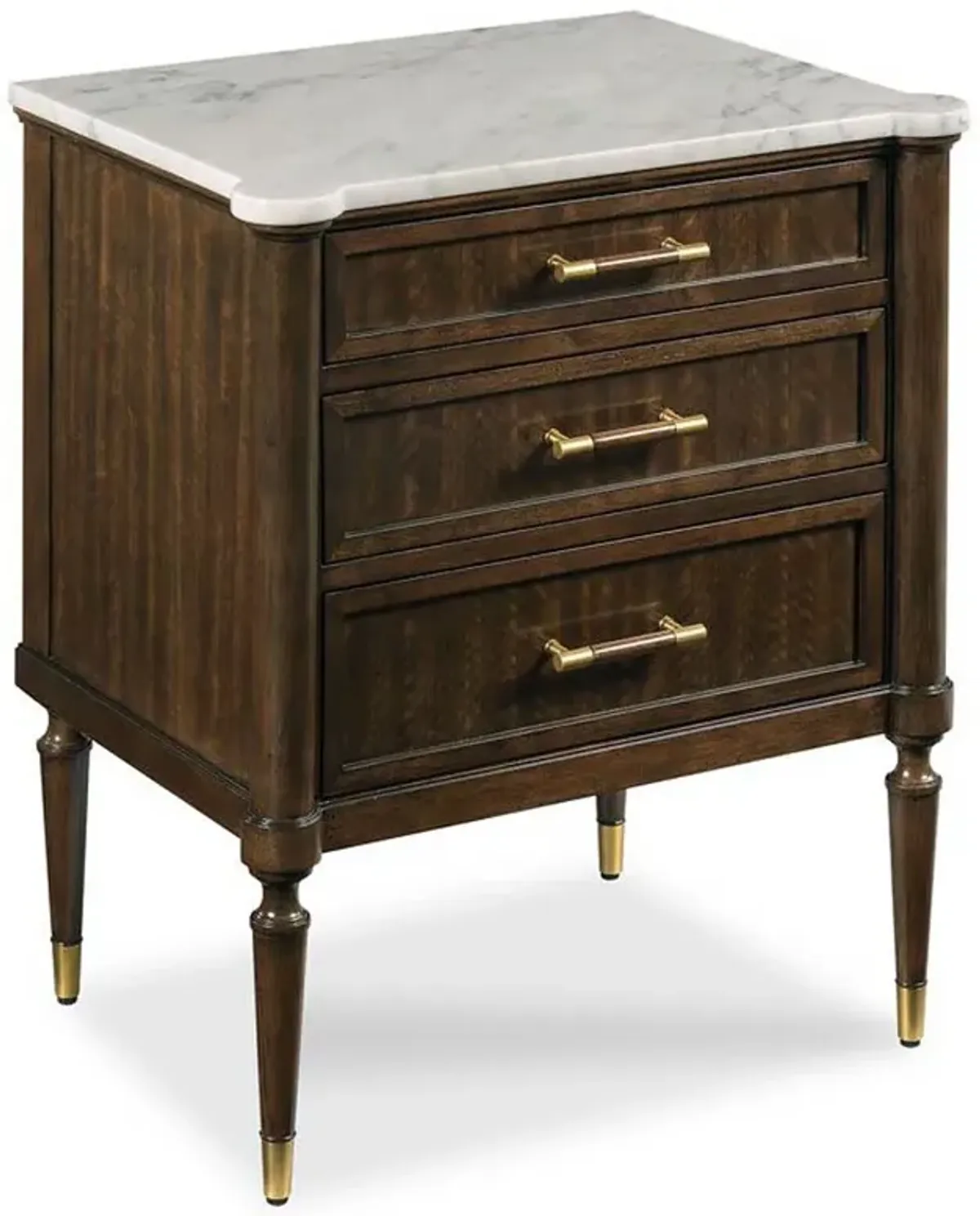Melrose French Country Carrara Marble Mink Wood Nightstand