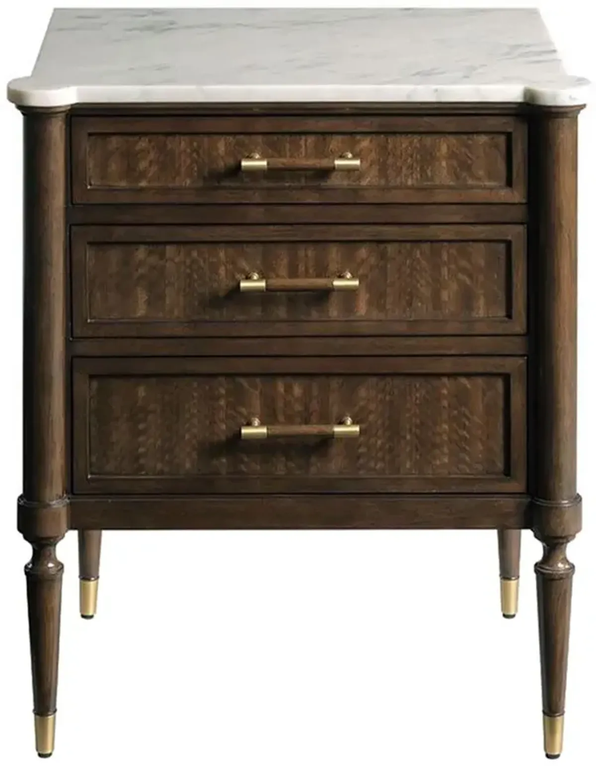 Melrose French Country Carrara Marble Mink Wood Nightstand