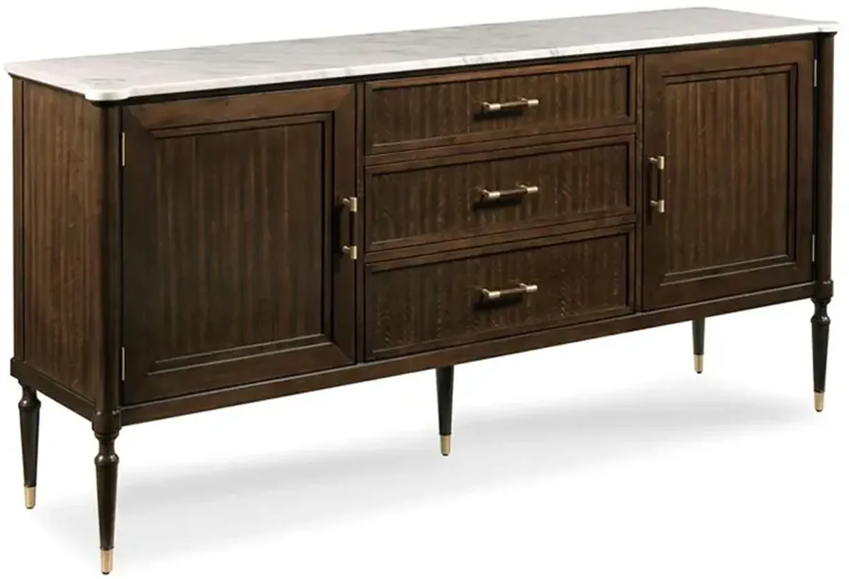 Melrose French Country White Marble Mink Wood Sideboard