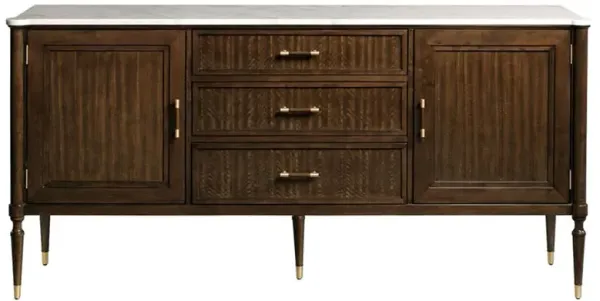 Melrose French Country White Marble Mink Wood Sideboard