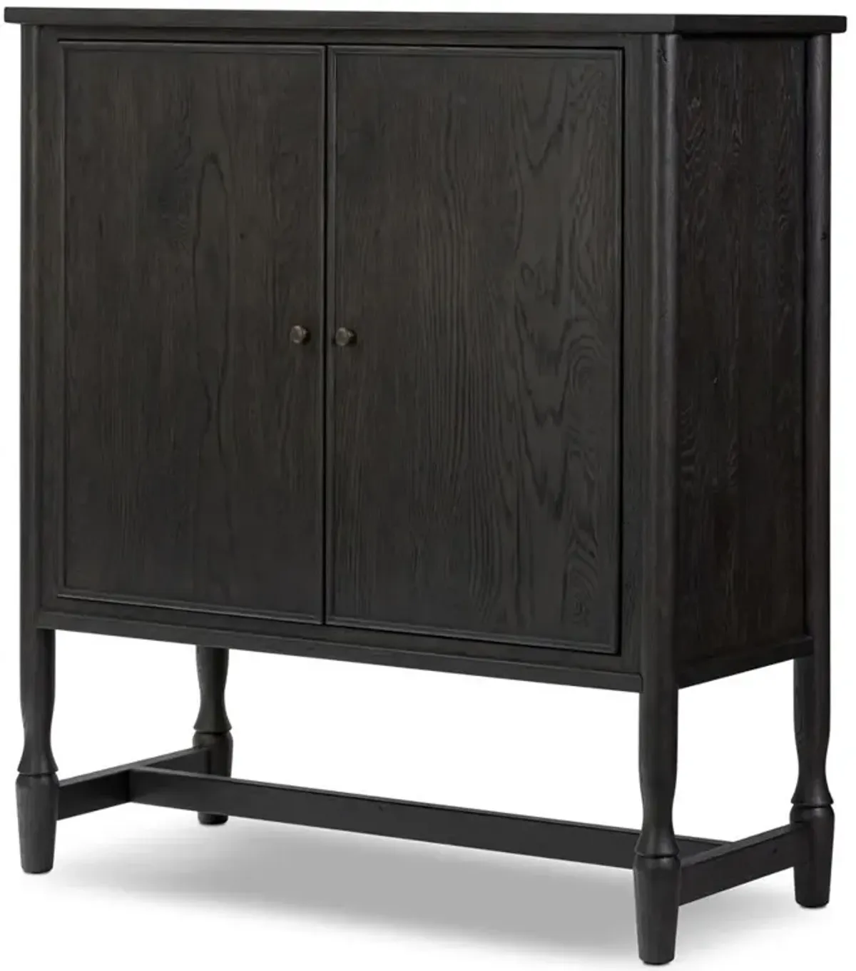 Bari Cracked Smoked Black Oak Bar Cabinet