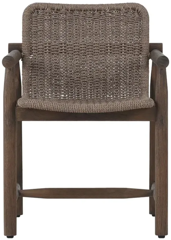 Dume Dark Textured Woven Outdoor Dining Arm Chair