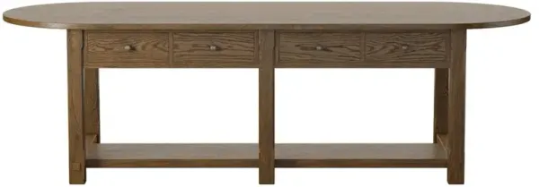 Elise Spiced Oak Oval Kitchen Island - 120"W