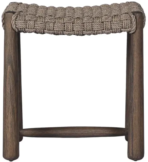 Savio Dark Textured Woven Outdoor Accent Stool