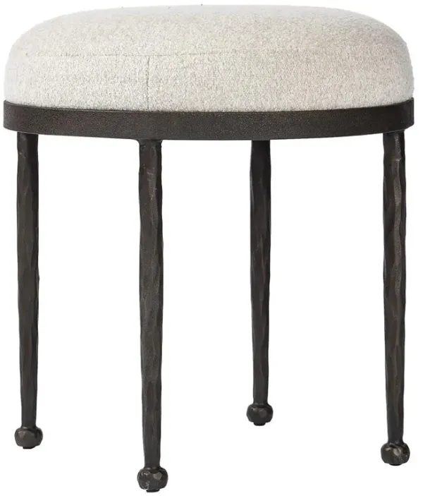 Calix French Country Off White Shearling Iron Accent Stool