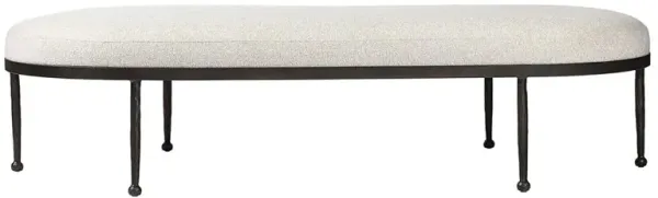 Calix French Country Off White Shearling Iron Cocktail Ottoman