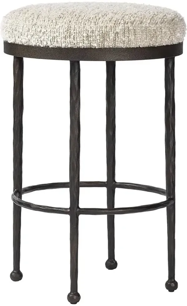 Calix French Country Cream Boucle Iron Counter Stool