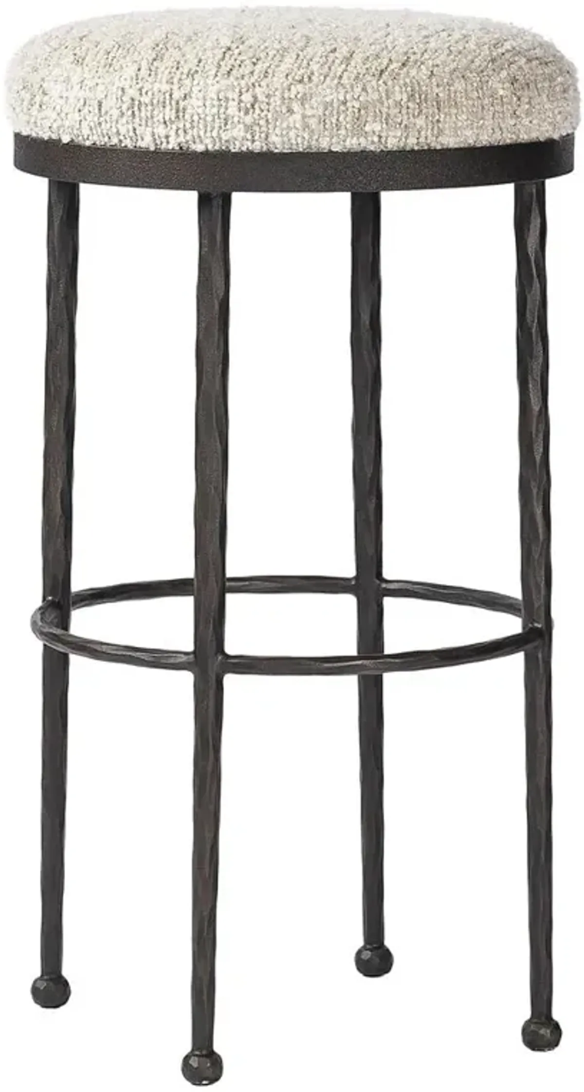 Calix French Country Cream Boucle Iron Bar Stool