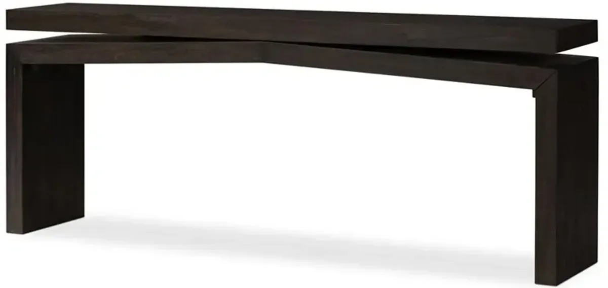Rayan Rustic Lodge Smoked Black Oak Wood Console Table - Small