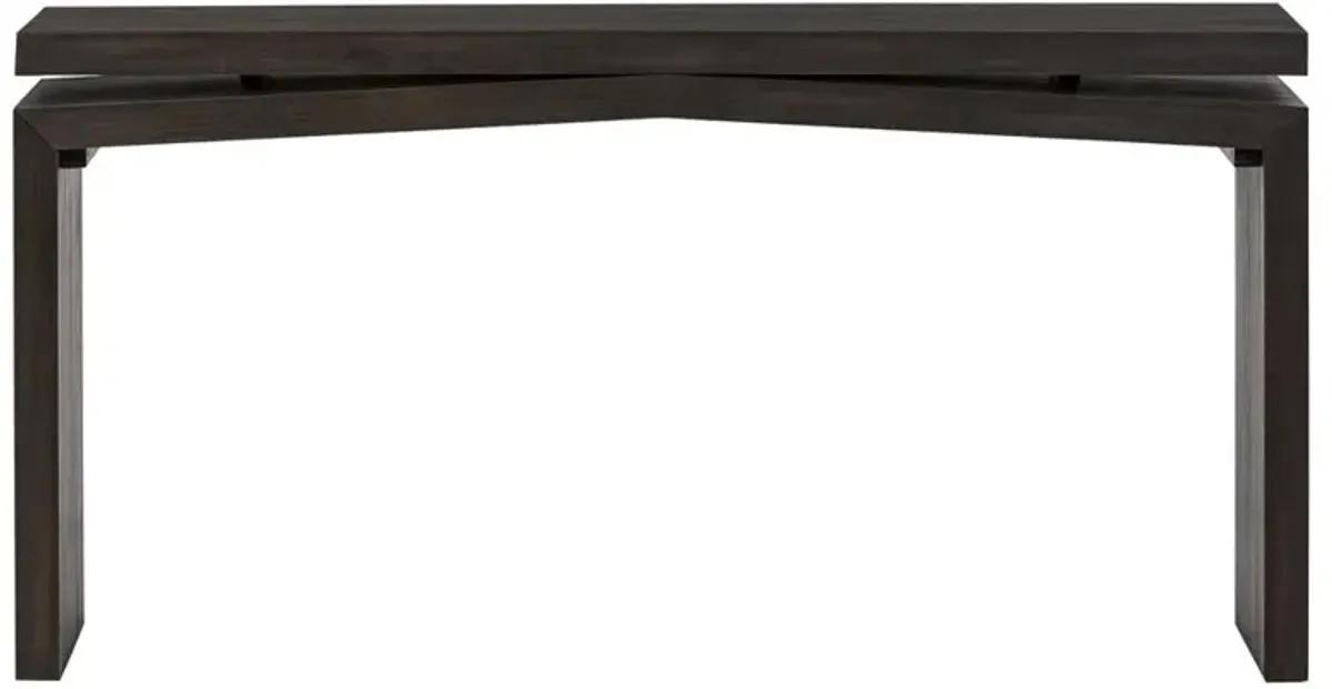 Rayan Rustic Lodge Smoked Black Oak Wood Console Table - Small