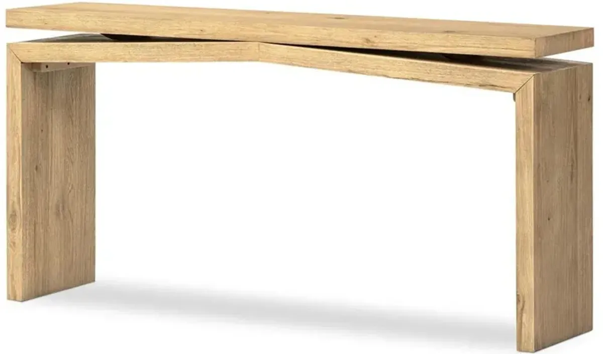 Rayan Rustic Lodge Worn Brown Oak Wood Console Table - Small