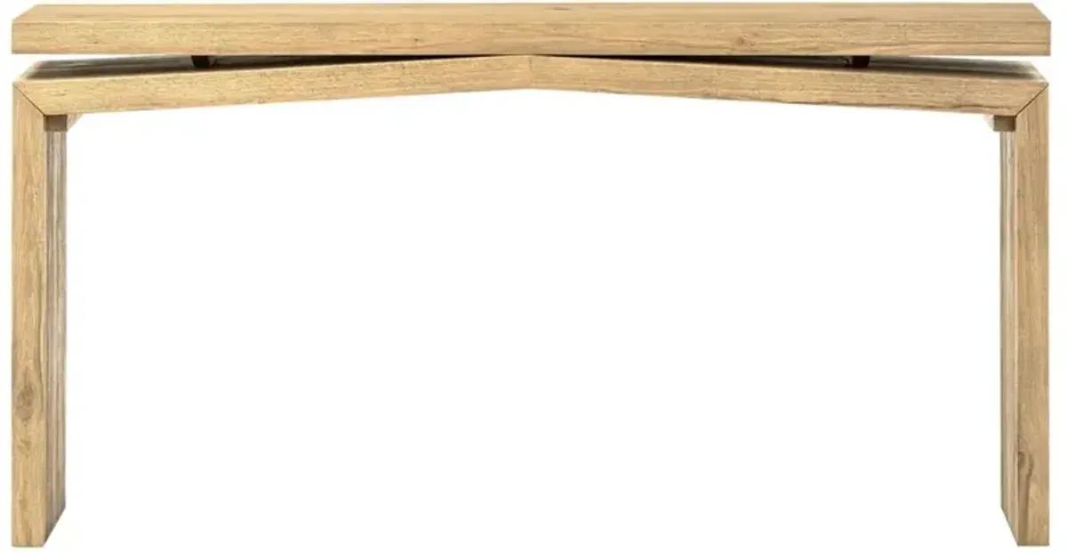 Rayan Rustic Lodge Worn Brown Oak Wood Console Table - Small