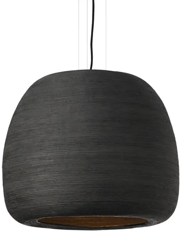 Visual Comfort Modern Karam Industrial Black Ceramic LED Pendant - Large