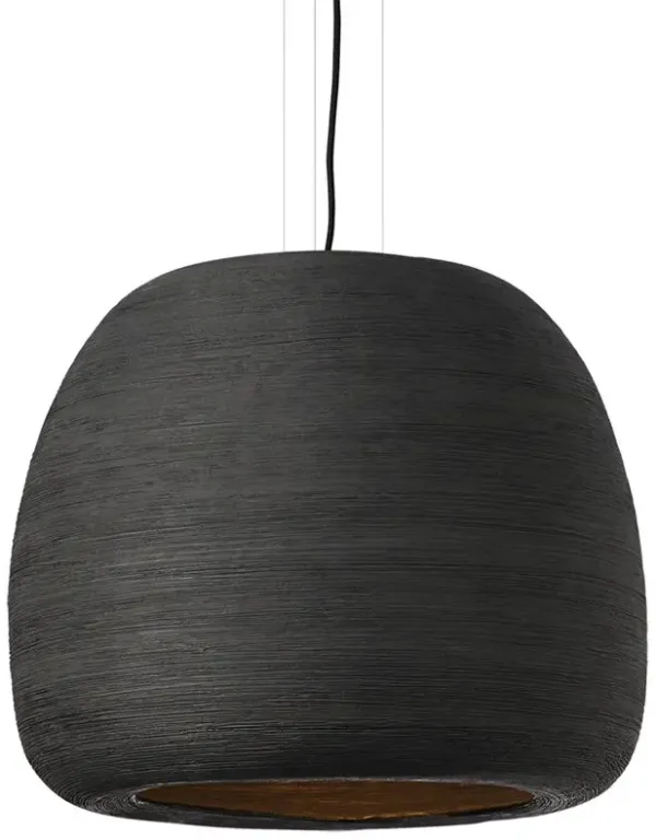 Visual Comfort Modern Karam Industrial Black Ceramic Pendant - Large