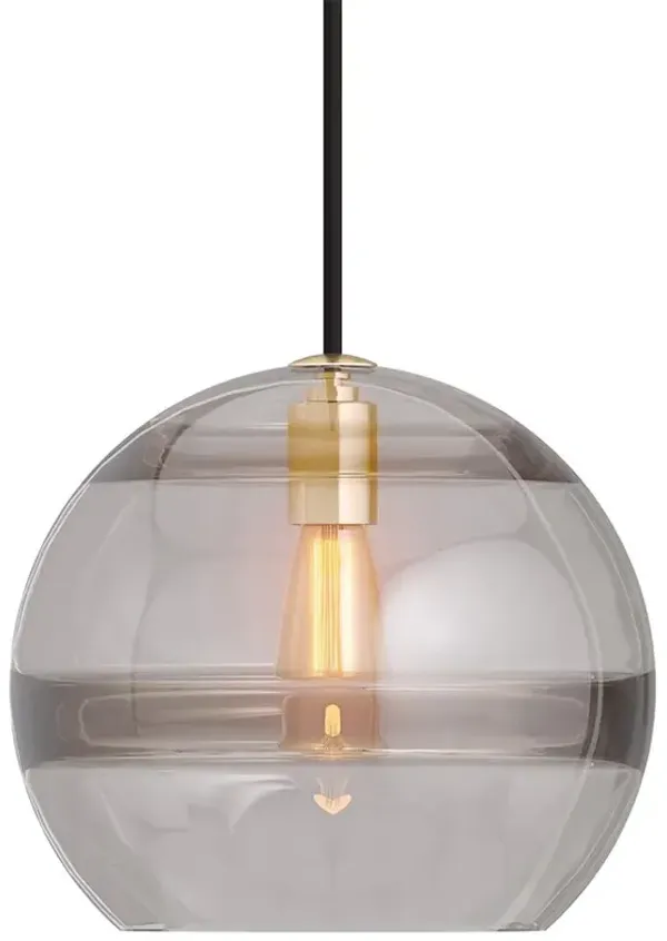 Visual Comfort Modern Sedona Aged Brass Smoked Glass LED Pendant - Large