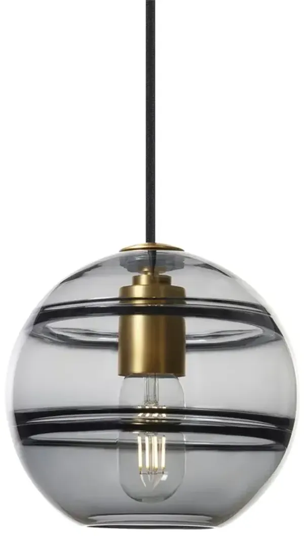 Visual Comfort Modern Sedona Aged Brass Smoked Glass LED Pendant - Medium
