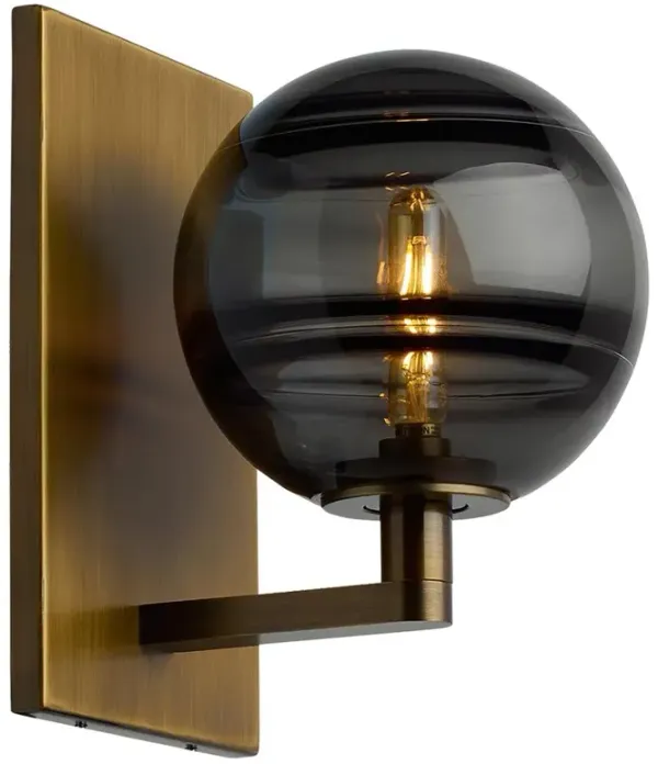 Visual Comfort Modern Sedona Aged Brass Smoked Glass Sconce