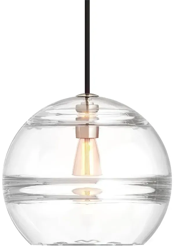 Visual Comfort Modern Sedona Satin Nickel Glass LED Pendant - Large