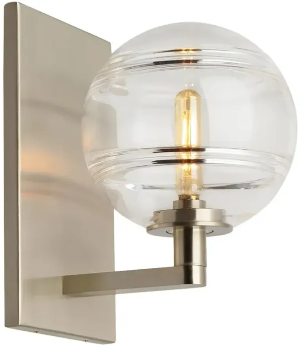 Visual Comfort Modern Sedona Satin Nickel Glass LED Sconce
