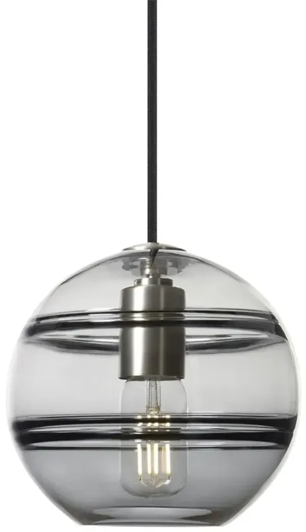 Visual Comfort Modern Sedona Satin Nickel Smoked Glass LED Pendant - Medium