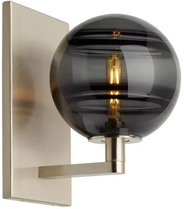 Visual Comfort Modern Sedona Satin Nickel Smoked Glass LED Sconce