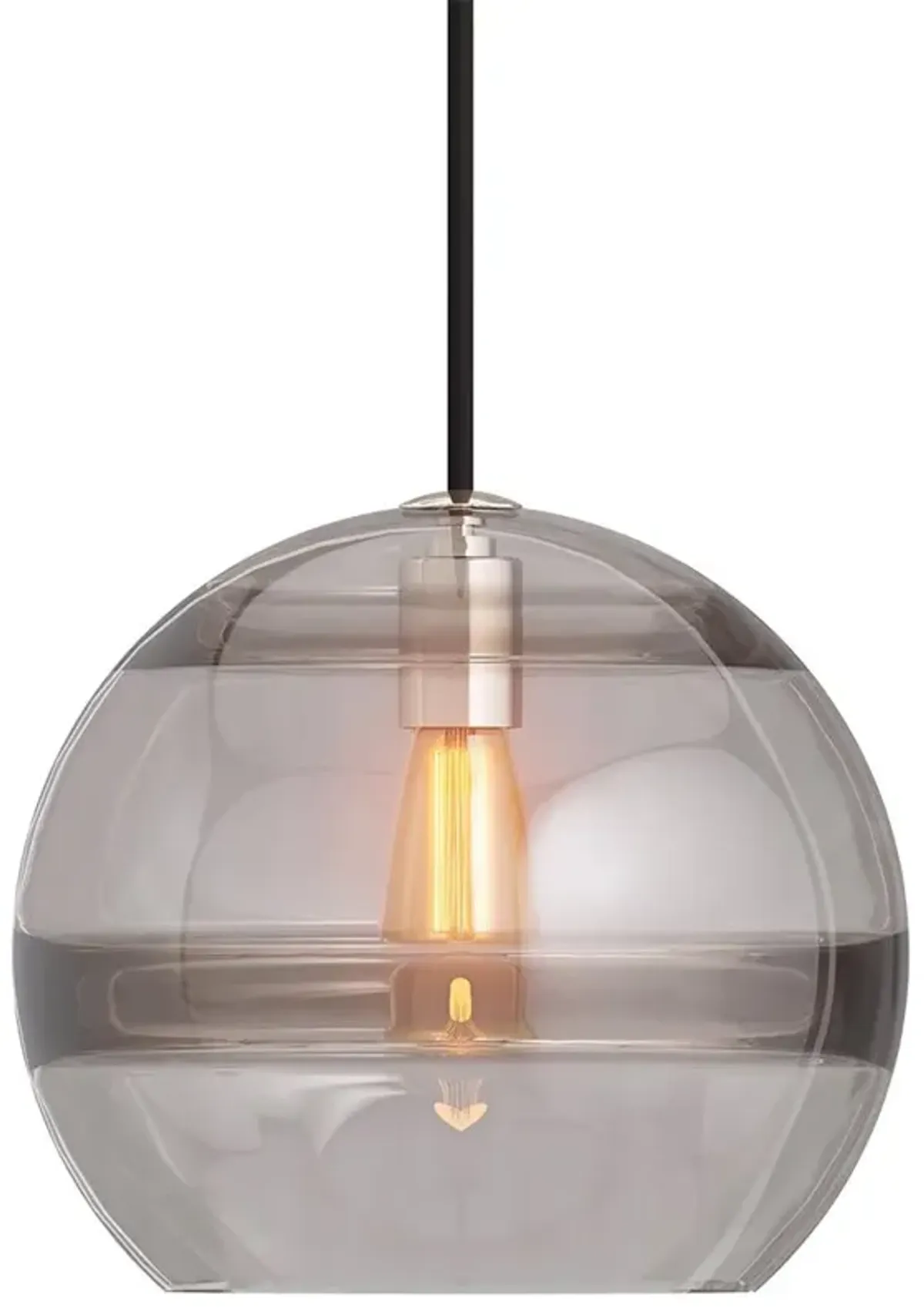 Visual Comfort Modern Sedona Satin Nickel Smoked Glass Pendant - Large