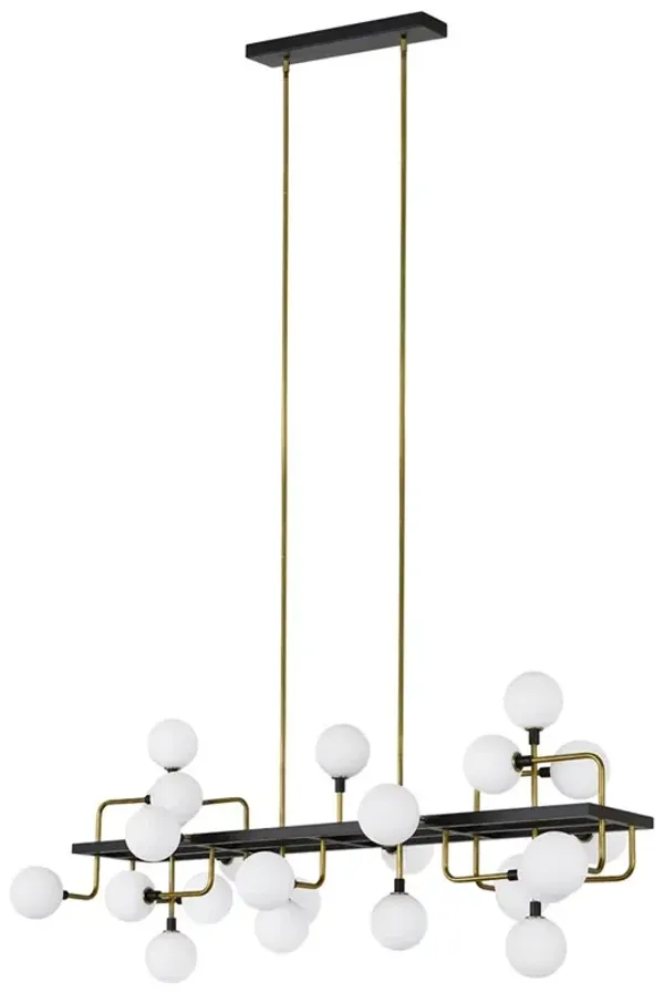 Visual Comfort Modern Viaggio Brass Opal Glass Linear Chandelier