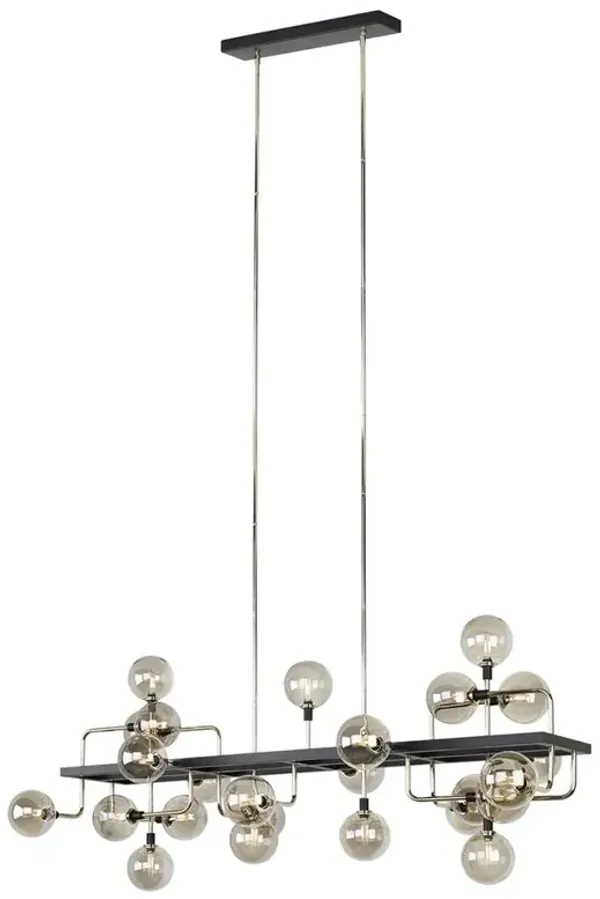 Visual Comfort Modern Viaggio Nickel Smoked Glass Linear Chandelier