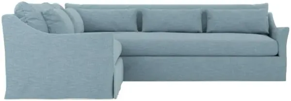 Pauline Eggshell Blue Performance Slipcovered Corner Sectional - Left End - 106"