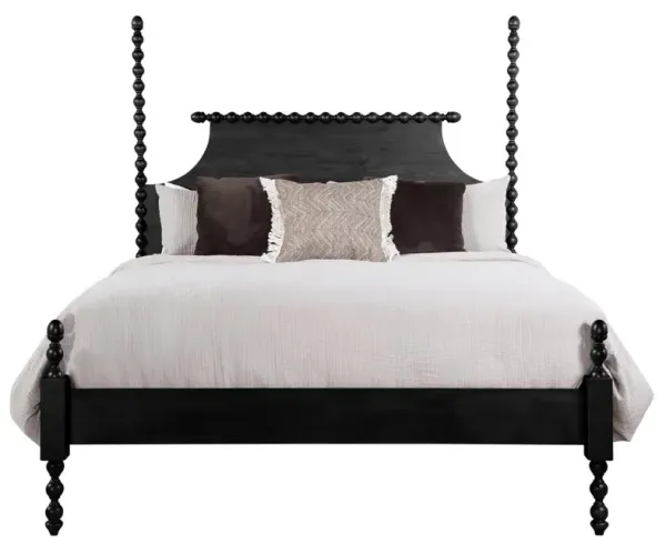 Elio Updated Traditional Black Wood Spindle Poster Bed - King