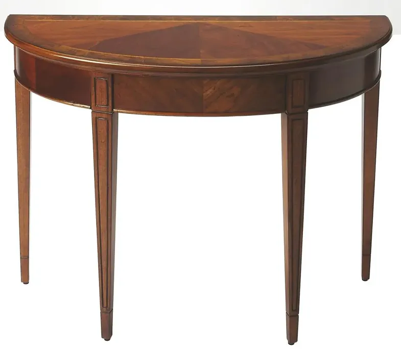 Hugo French Country Olive Ash Brown Wood Demilune Console Table