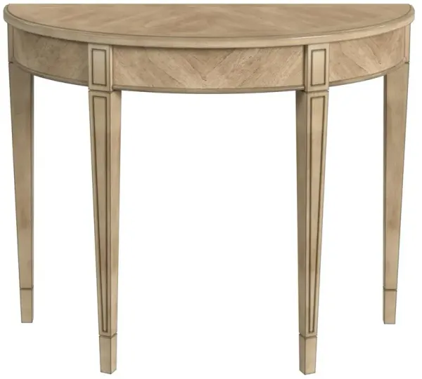 Hugo French Country Beige Wood Demilune Console Table