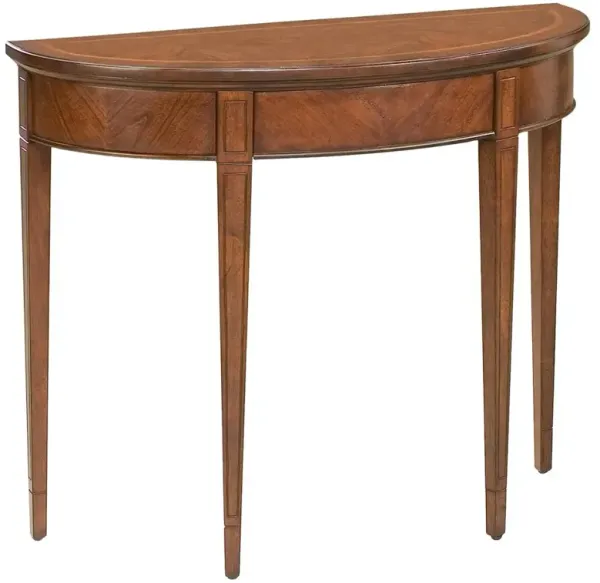 Hugo French Country Cherry Brown Wood Demilune Console Table