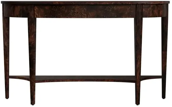 Estrella French Country Dark Burl Demilune Console Table