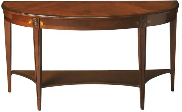 Estrella French Country Olive Ash Brown Wood Demilune Console Table