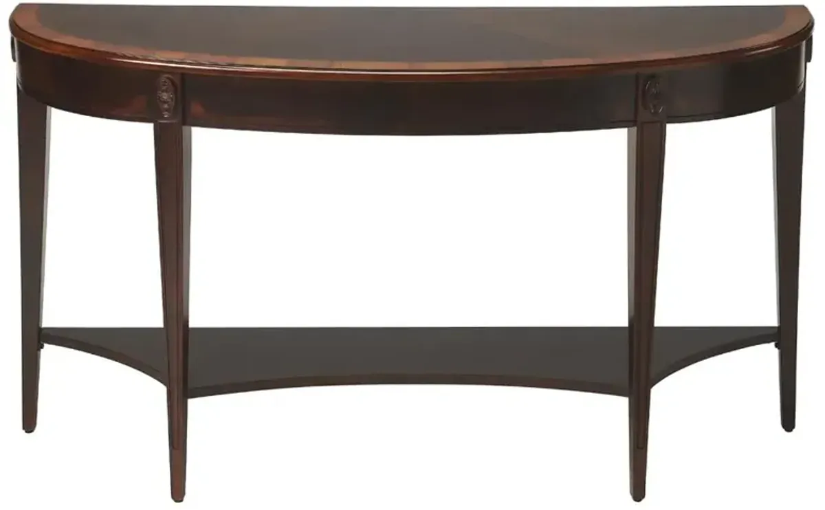 Estrella French Country Cherry Brown Wood Demilune Console Table