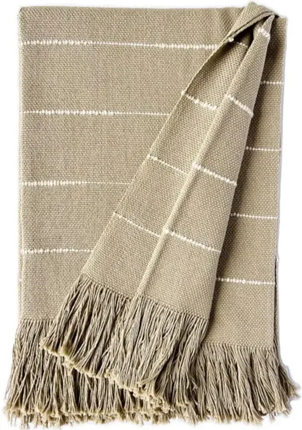 Riona Modern Camel Cotton Handwoven Throw Blanket
