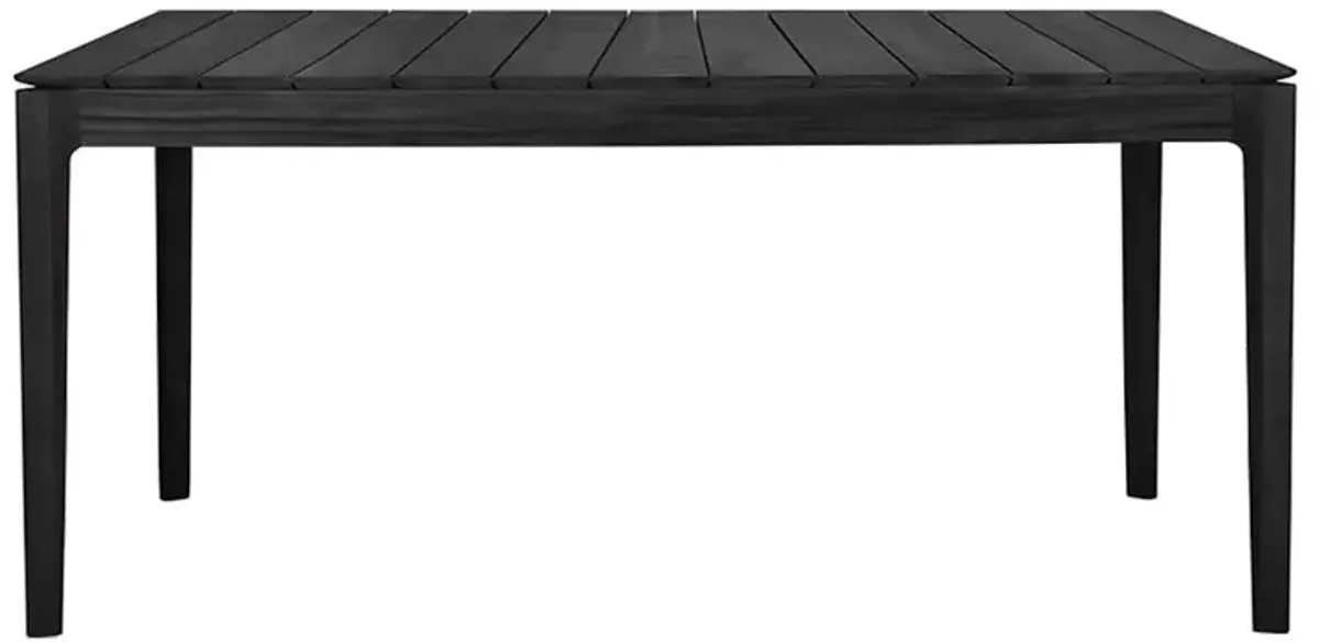 Ava Coastal Beach Black Teak Rectangular Outdoor Dining Table - 64"