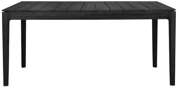 Ava Coastal Beach Black Teak Rectangular Outdoor Dining Table - 64"